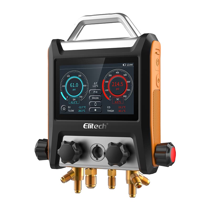 Elitech MS-4000 – vedere manifold cu robineți și racorduri SAE