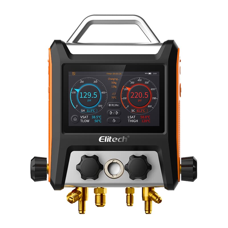 Manometre digitale Elitech MS-4000, manifold 4 căi, touchscreen 5", vacuum, App
