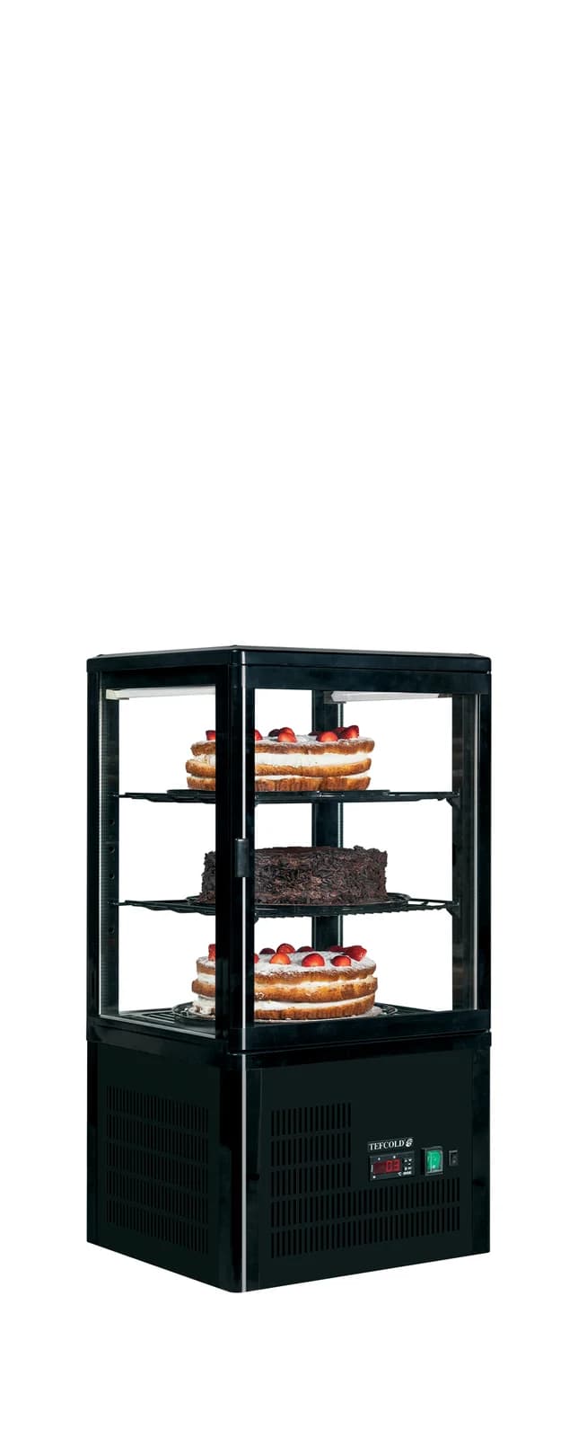Vitrină frigorifică de banc TEFCOLD UPD60-BLACK, 58 l, ușă din sticlă, neagră