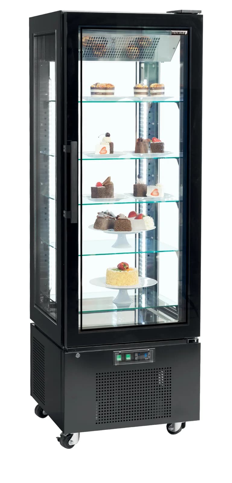 Vitrină frigorifică verticală TEFCOLD UPD400-C, 248 l, ușă din sticlă, negru