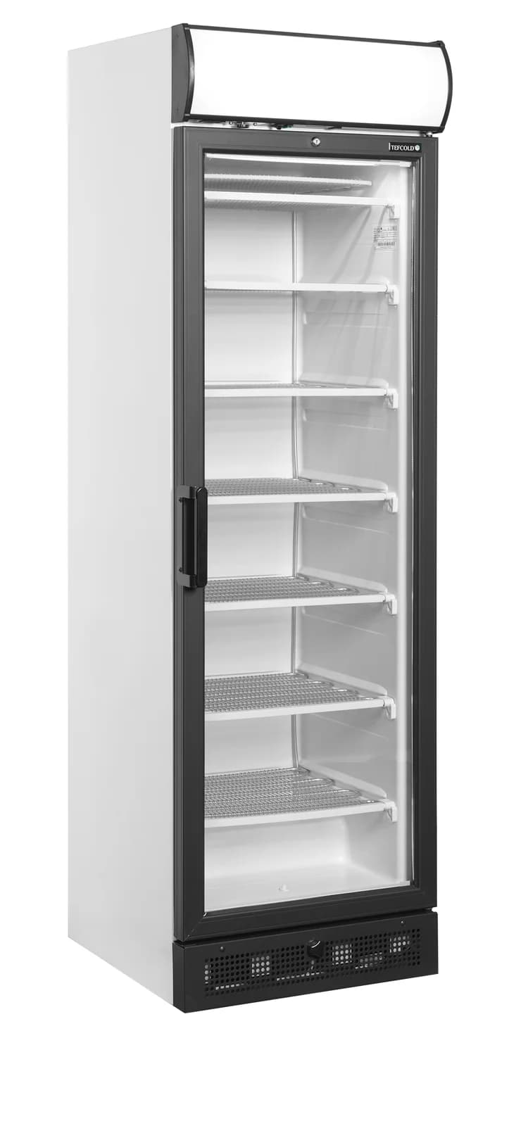 Congelator vertical TEFCOLD UFSC371GCP, 270 l, 1 ușă din sticlă, alb