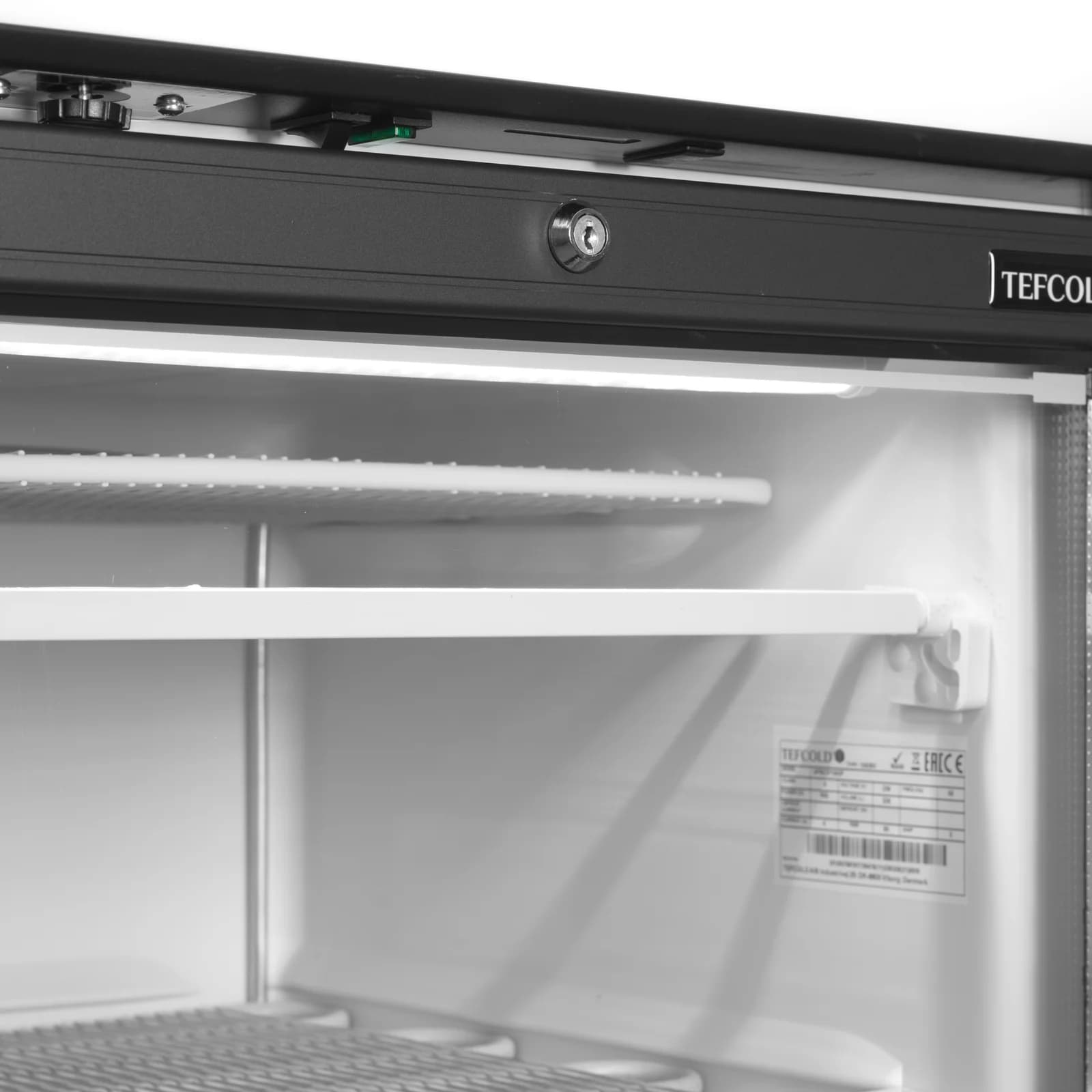 Congelator vertical TEFCOLD UFSC371GCP, 270 l, 1 ușă din sticlă, alb