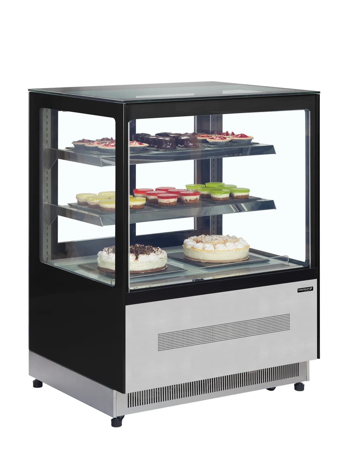 Vitrină frigorifică pentru cofetărie TEFCOLD LPD900F/BLACK, 140 l, sticlă plată neagră