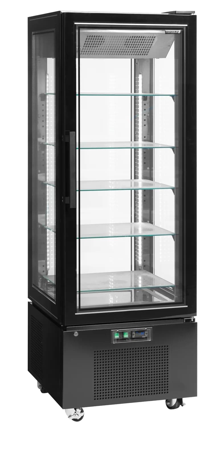 Vitrină verticală de congelare TEFCOLD UPD400-F, 248 l, ușă din sticlă, negru