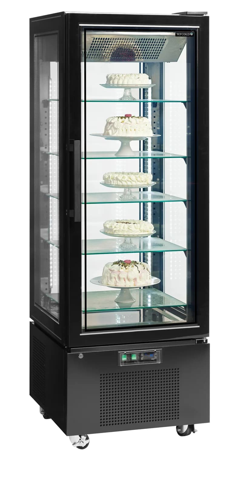 Vitrină verticală de congelare TEFCOLD UPD400-F, 248 l, ușă din sticlă, negru
