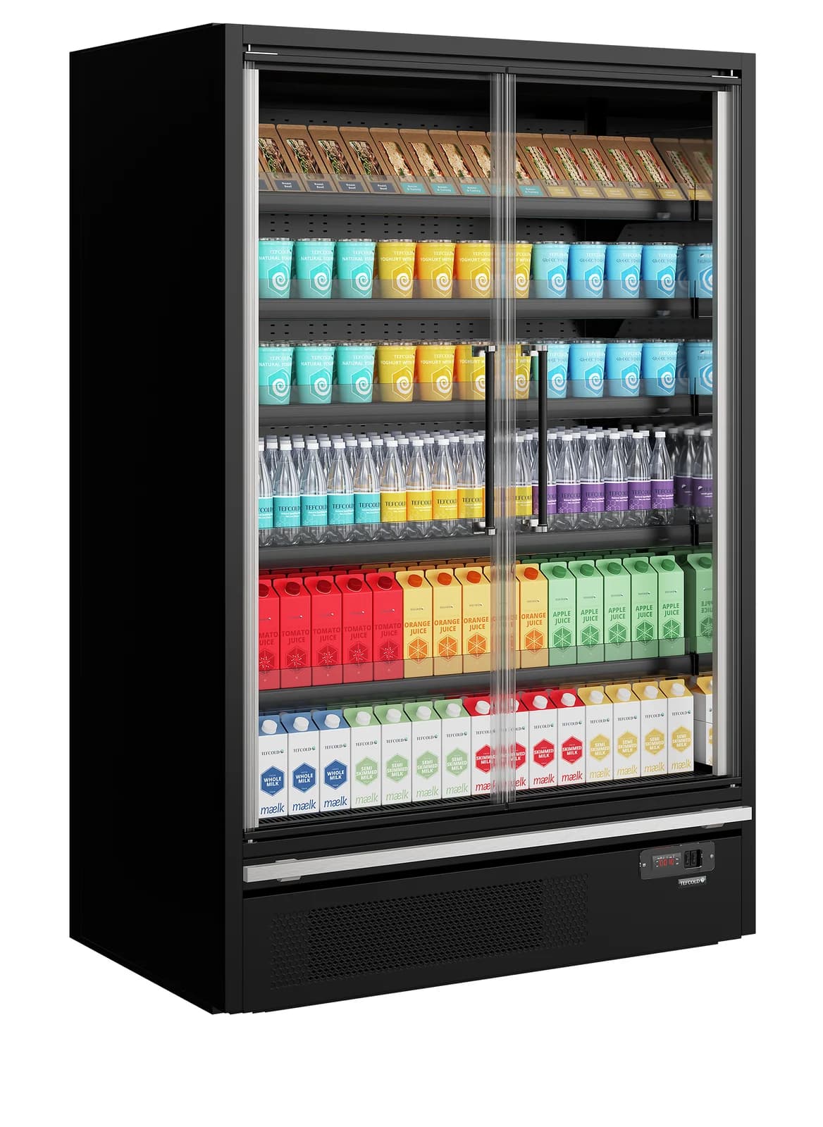 Raft frigorific multideck TEFCOLD Galaxy+ GP14FGD Black, 2 uși din sticlă, 629 l
