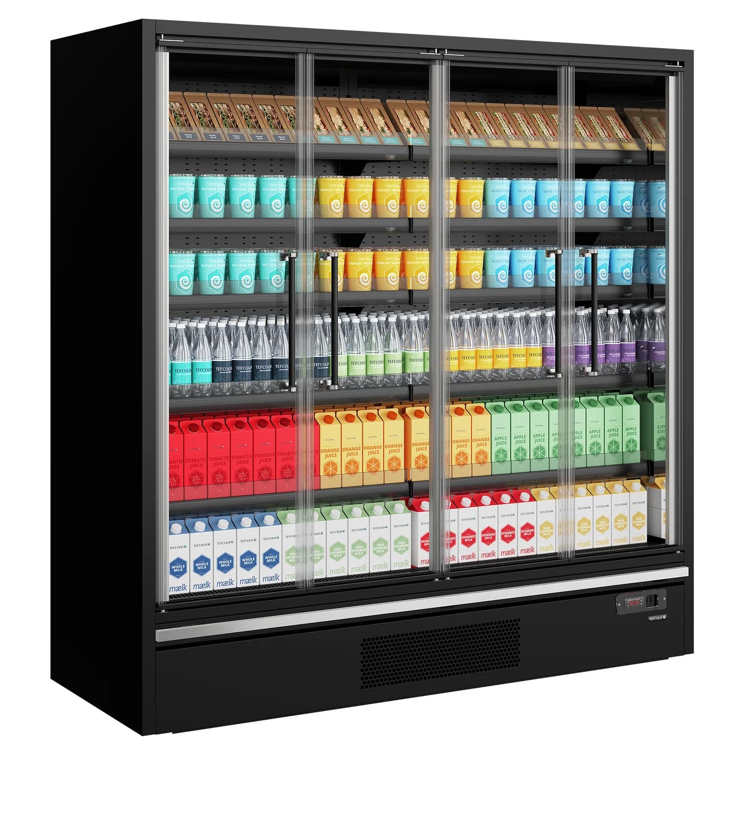 Raft frigorific multideck TEFCOLD Galaxy+ GP20FGD Black, 1955 mm, 4 uși sticlă