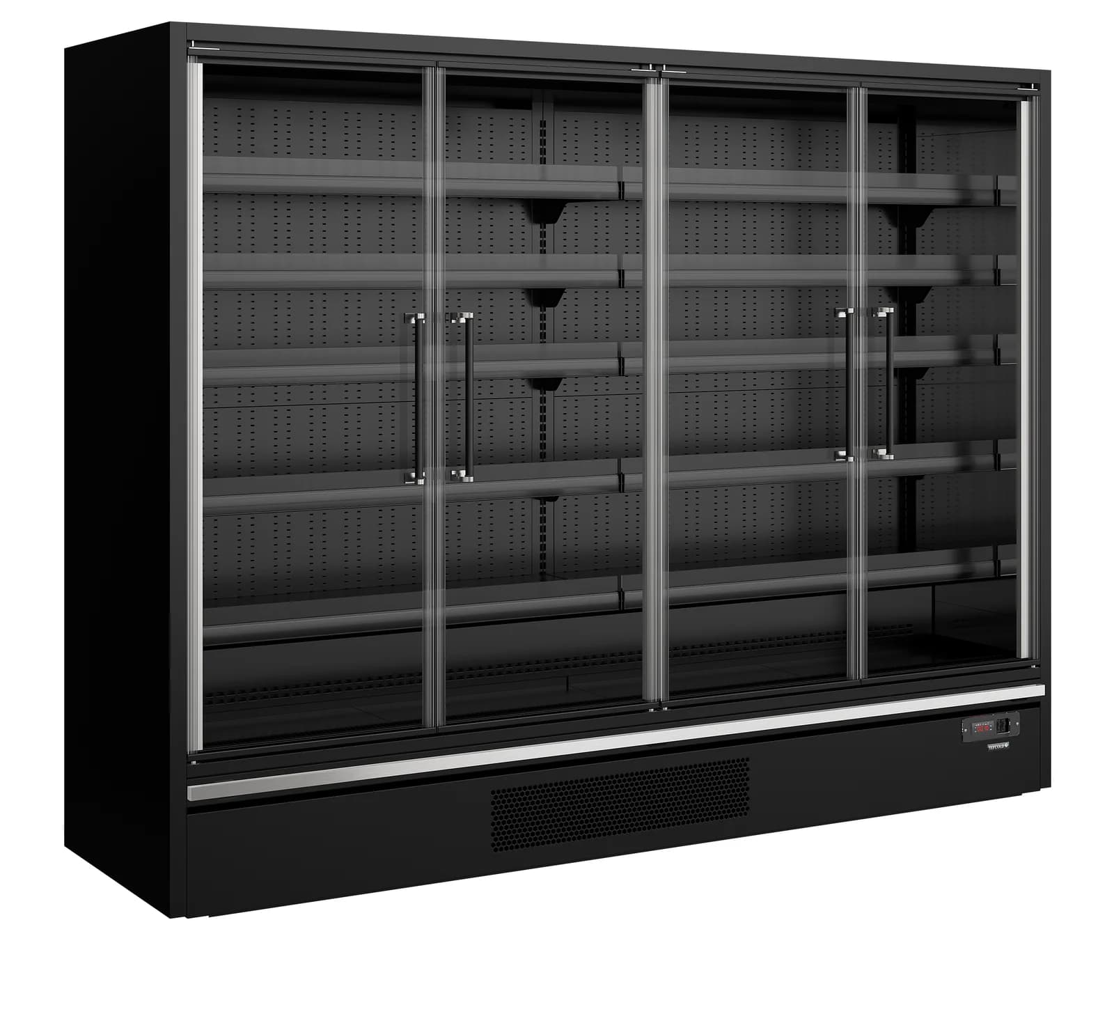 Raft frigorific multideck TEFCOLD Galaxy+ GP26FGD Black, 2580 mm, 4 uși din sticlă