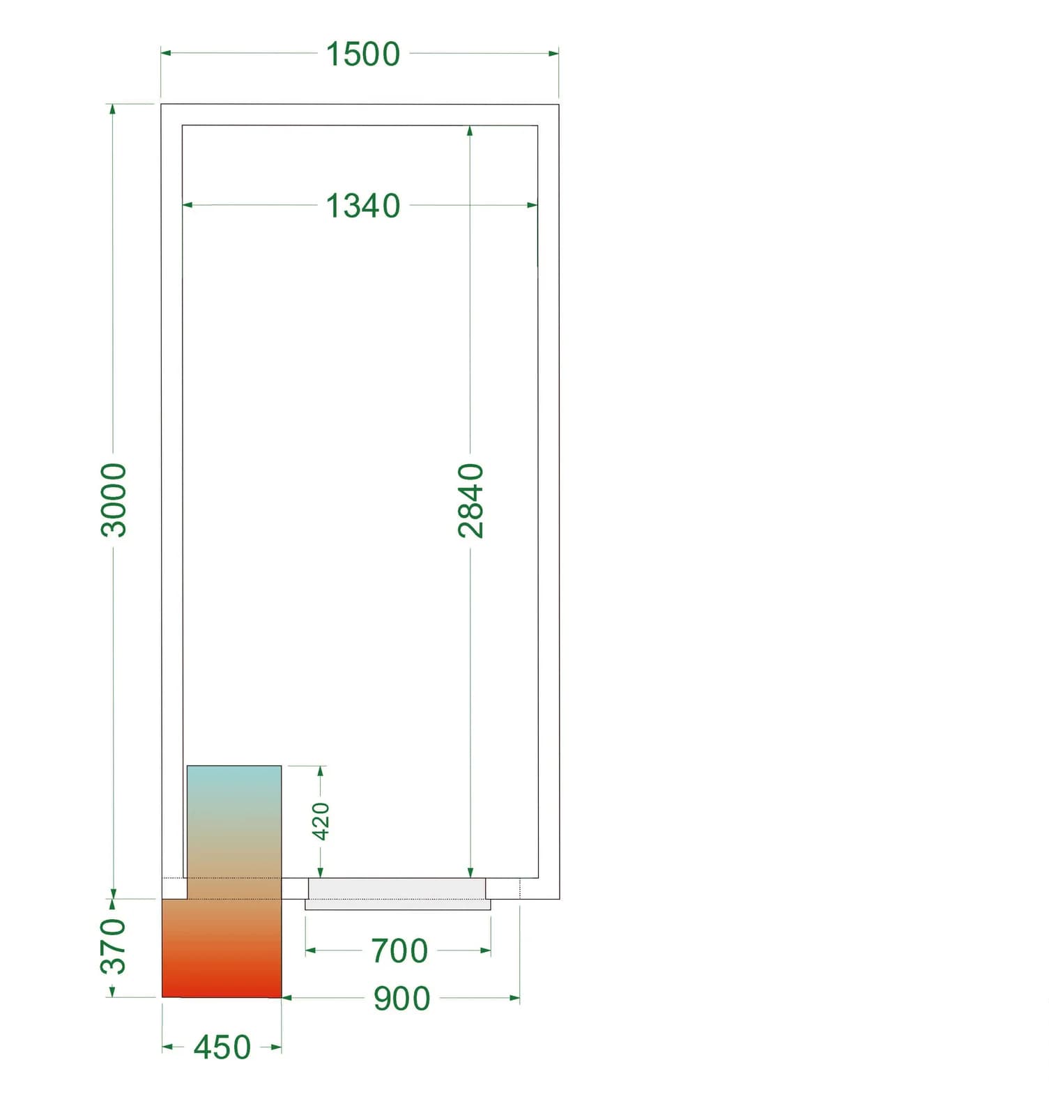 Cameră frigorifică TEFCOLD CRPF1530, 1500x3000x2200 mm, 0/+8 °C