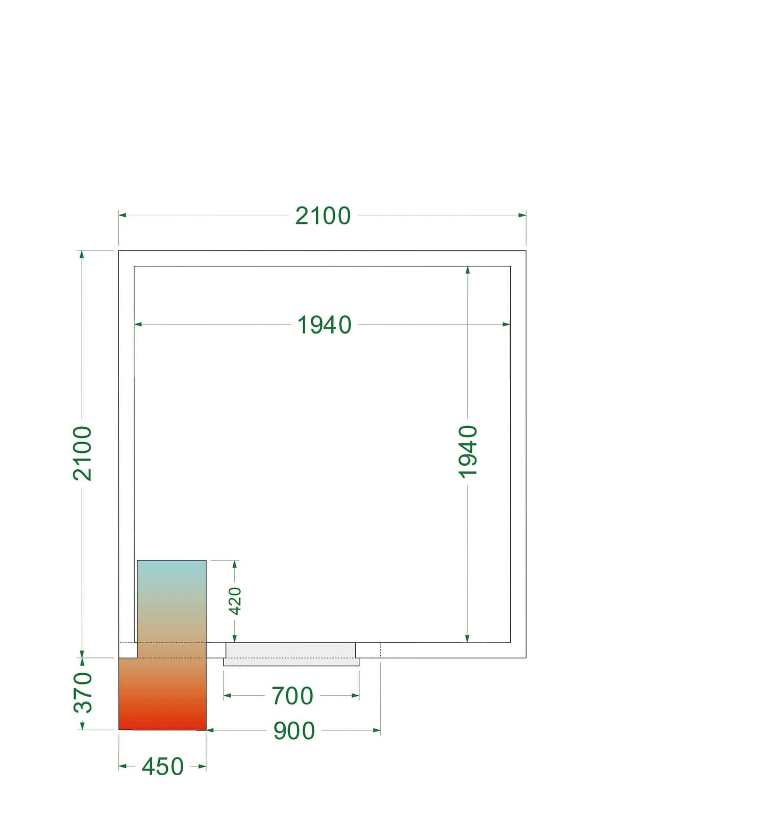 Cameră frigorifică modulară TEFCOLD CRPF2121, 2100 x 2100 mm, 0 la +8 °C