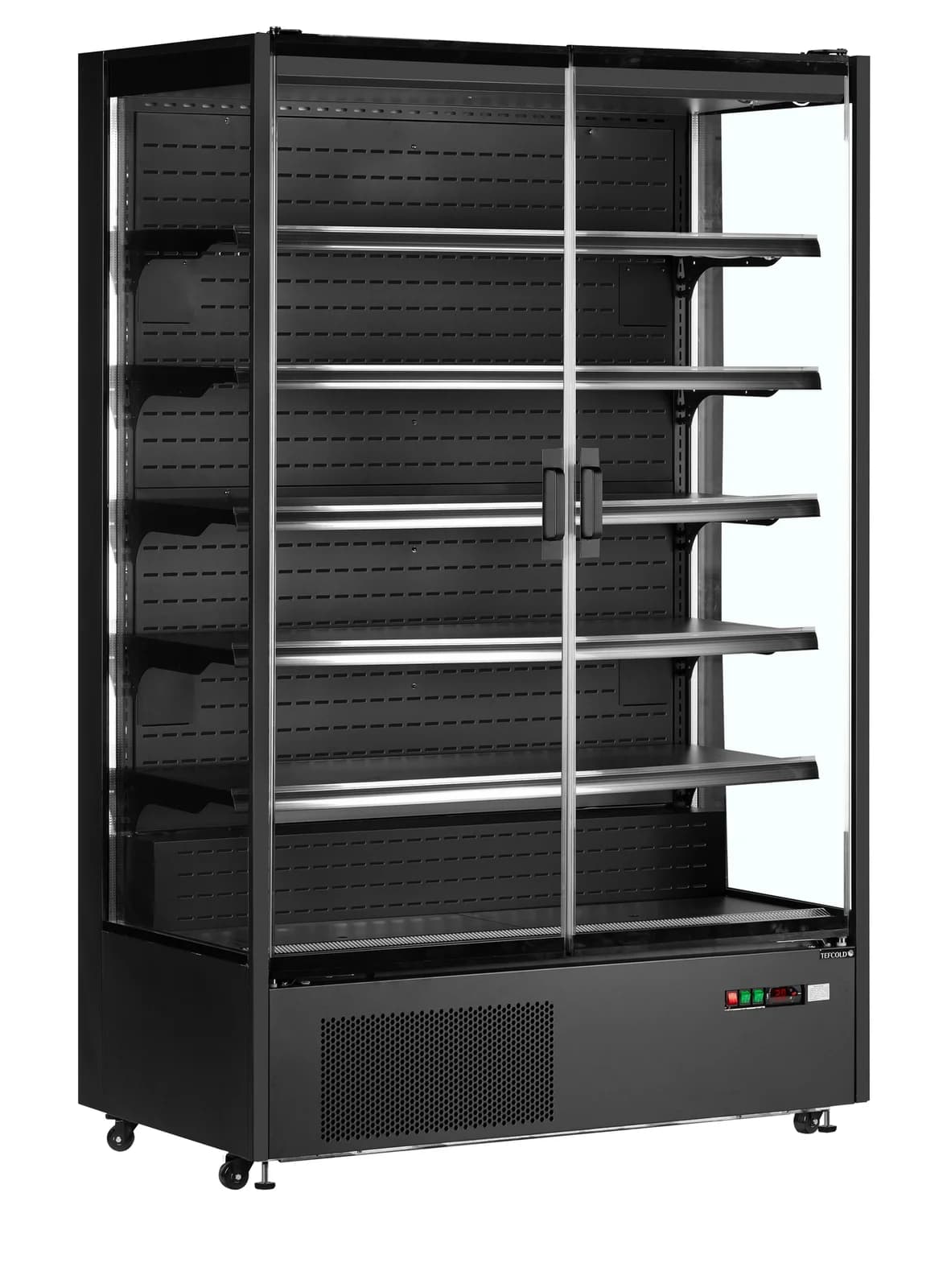 Raft frigorific multideck TEFCOLD PC1250B, 2 uși din sticlă, 1310 mm, negru