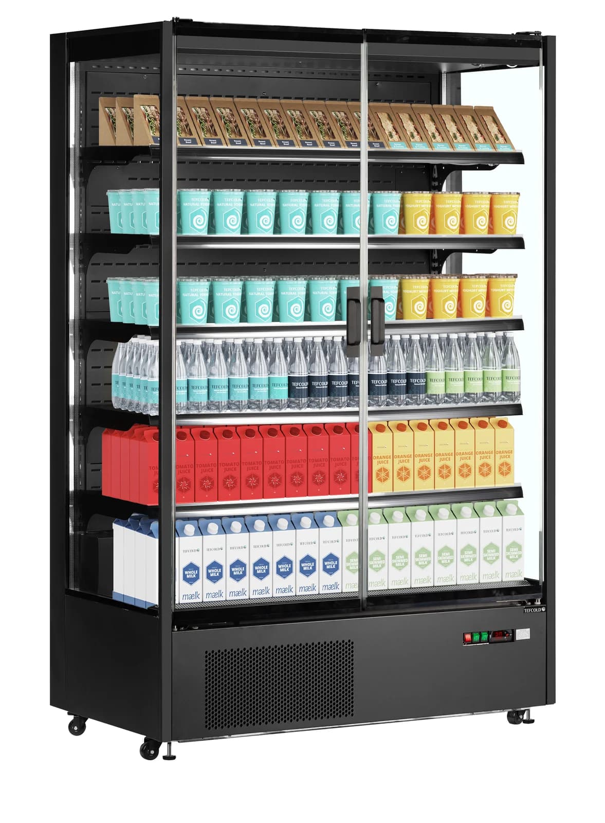 Raft frigorific multideck TEFCOLD PC1250B, 2 uși din sticlă, 1310 mm, negru