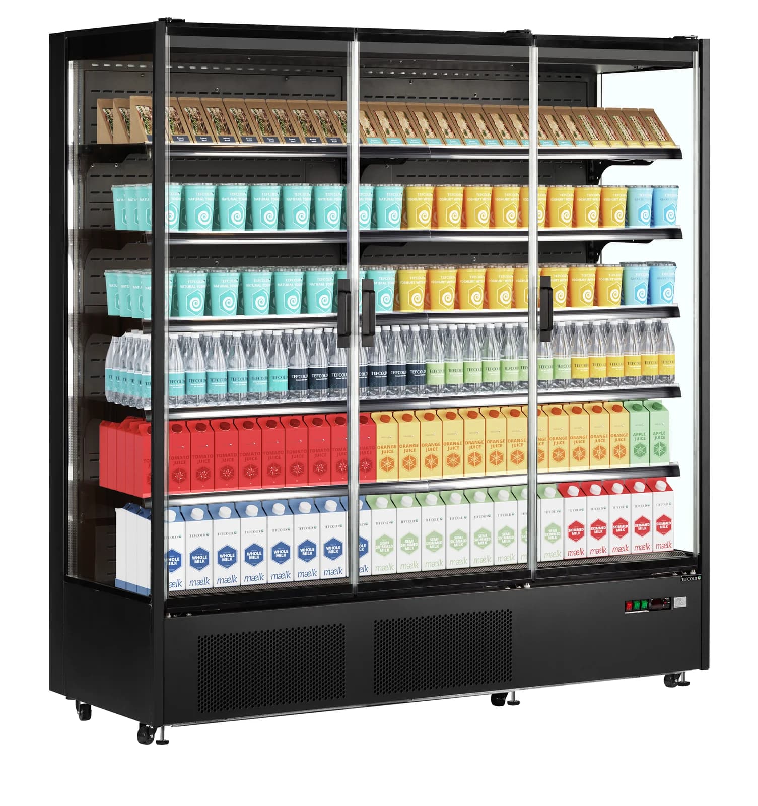 Raft frigorific multideck TEFCOLD PC1870B, 1935 mm, 3 uși din sticlă, negru