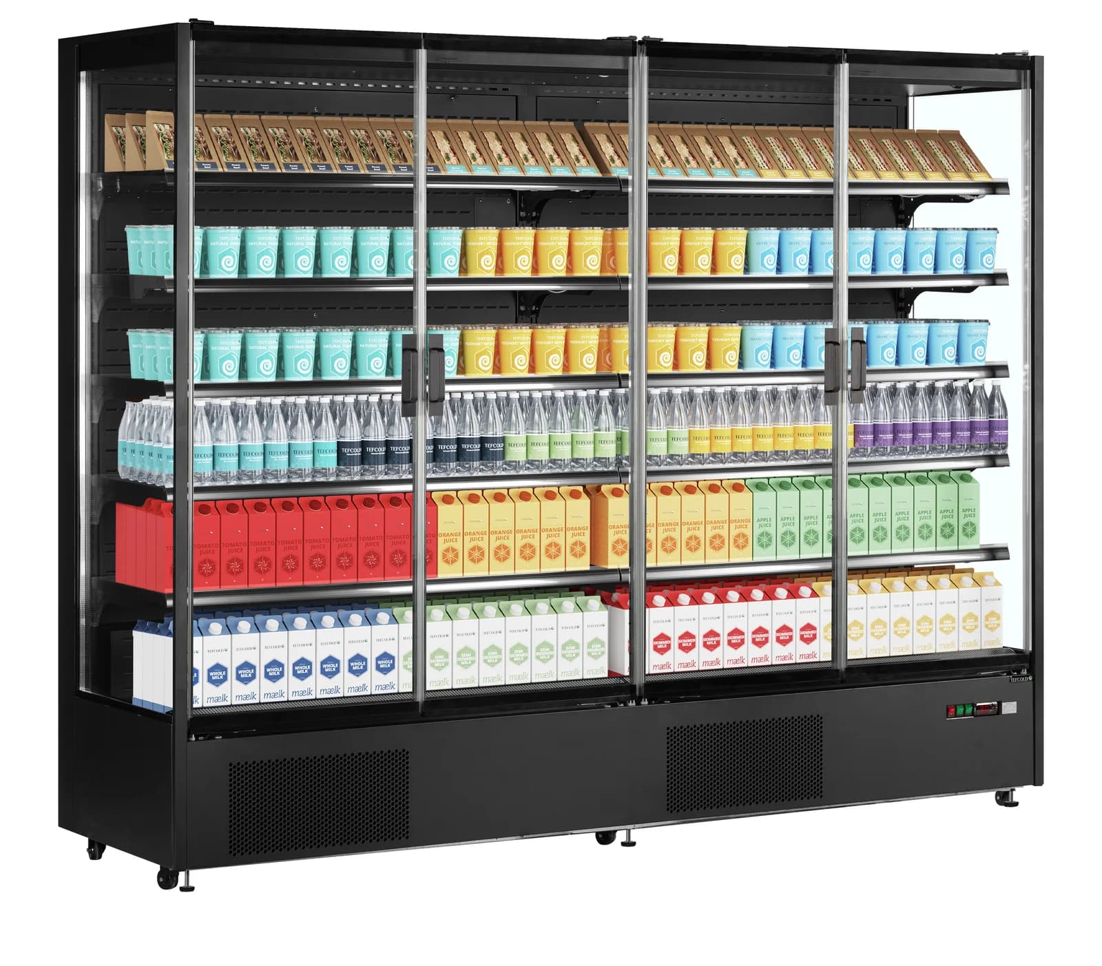 Raft frigorific multideck TEFCOLD PC2500B, 4 uși din sticlă, 2560 mm