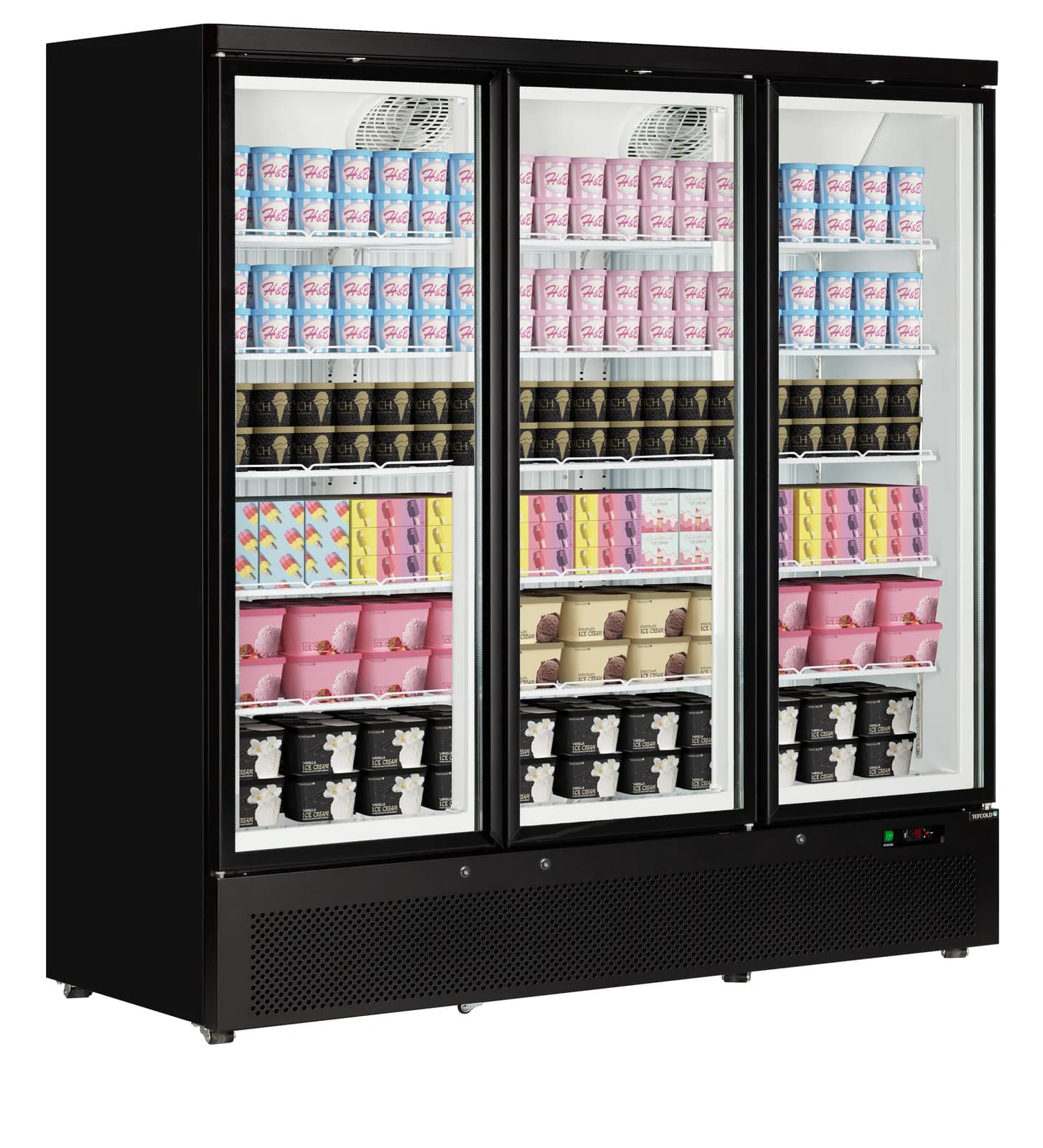 Congelator vertical TEFCOLD Atom Maxi F3DB, 3 uși din sticlă, 1090 l