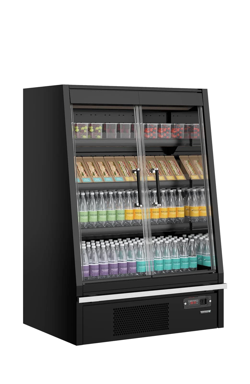 Raft frigorific multideck TEFCOLD Galaxy+ GPL10FGD Black, 2 uși sticlă, 1020 mm
