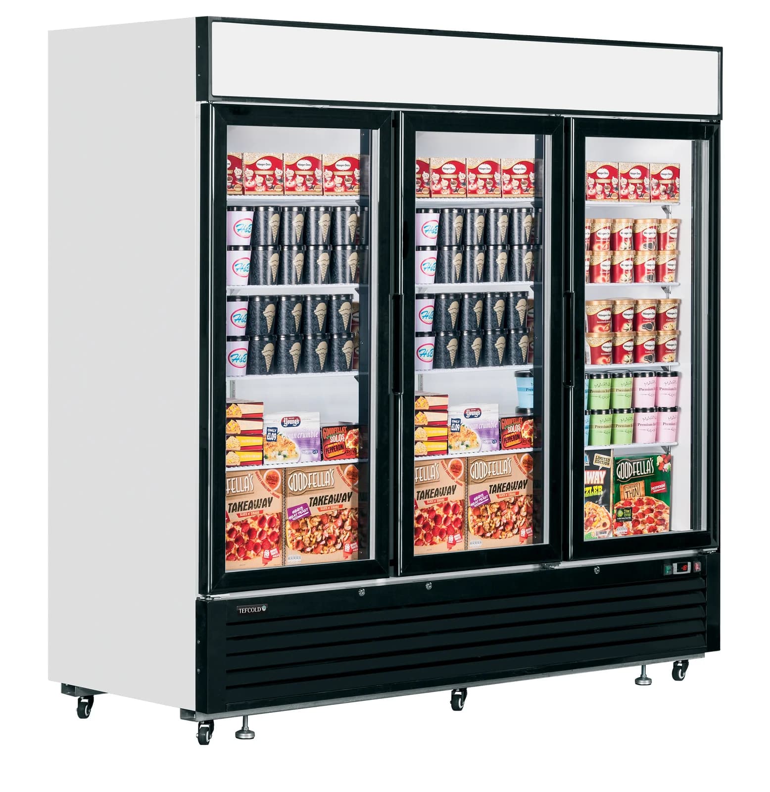 Congelator vertical TEFCOLD LGF7500, 3 uși din sticlă, 1436 l