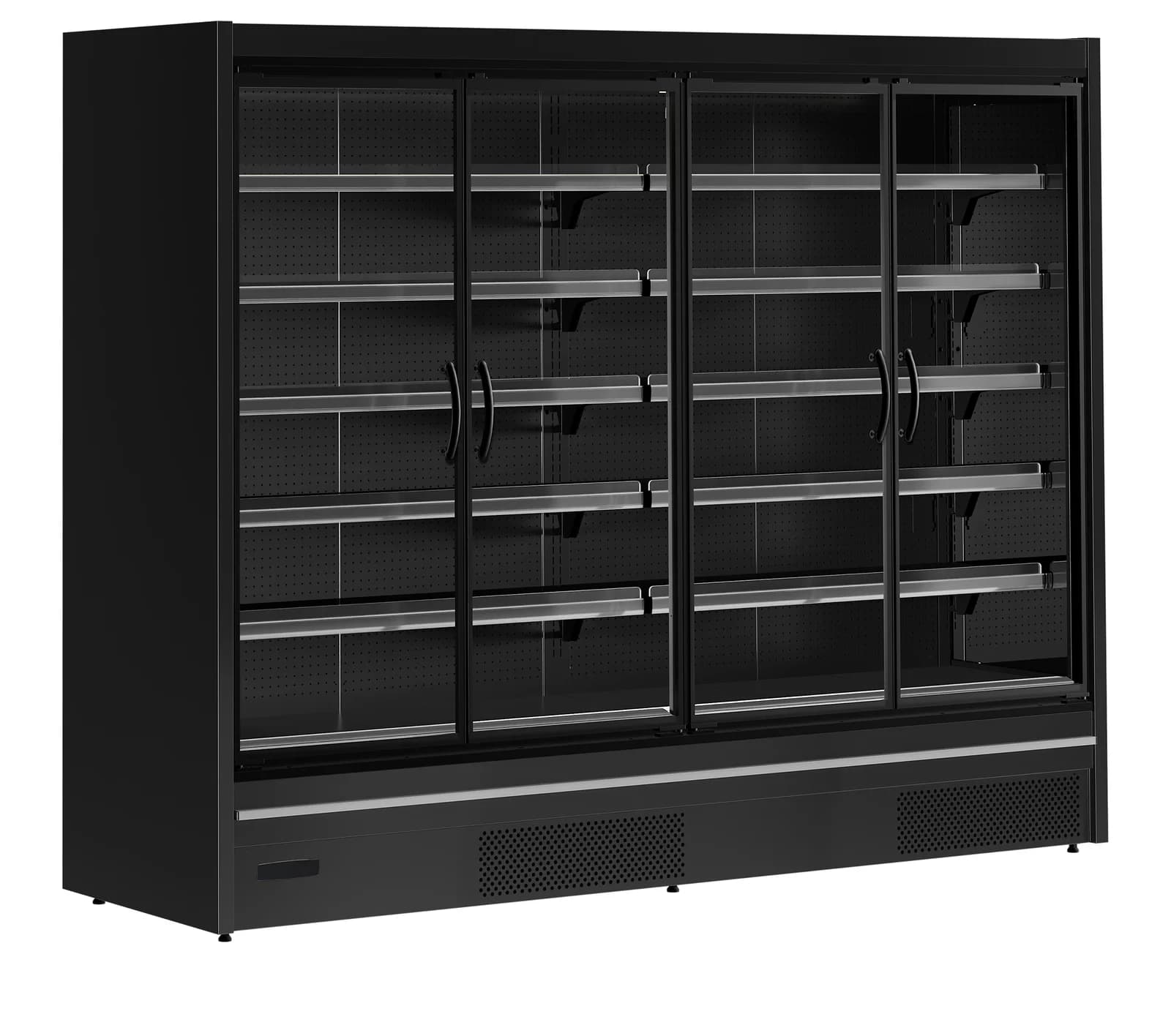 Raft frigorific multideck TEFCOLD MDCA2500HB, 4 uși din sticlă, 2580 mm, negru