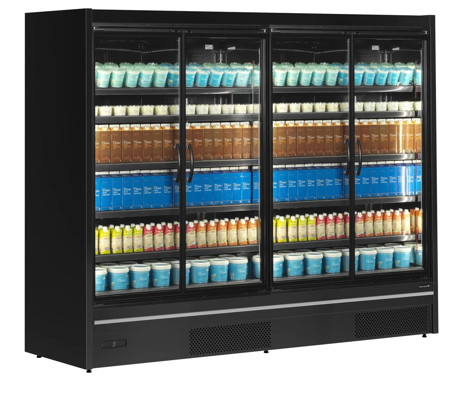 Raft frigorific multideck TEFCOLD MDCA2500HB, 4 uși din sticlă, 2580 mm, negru