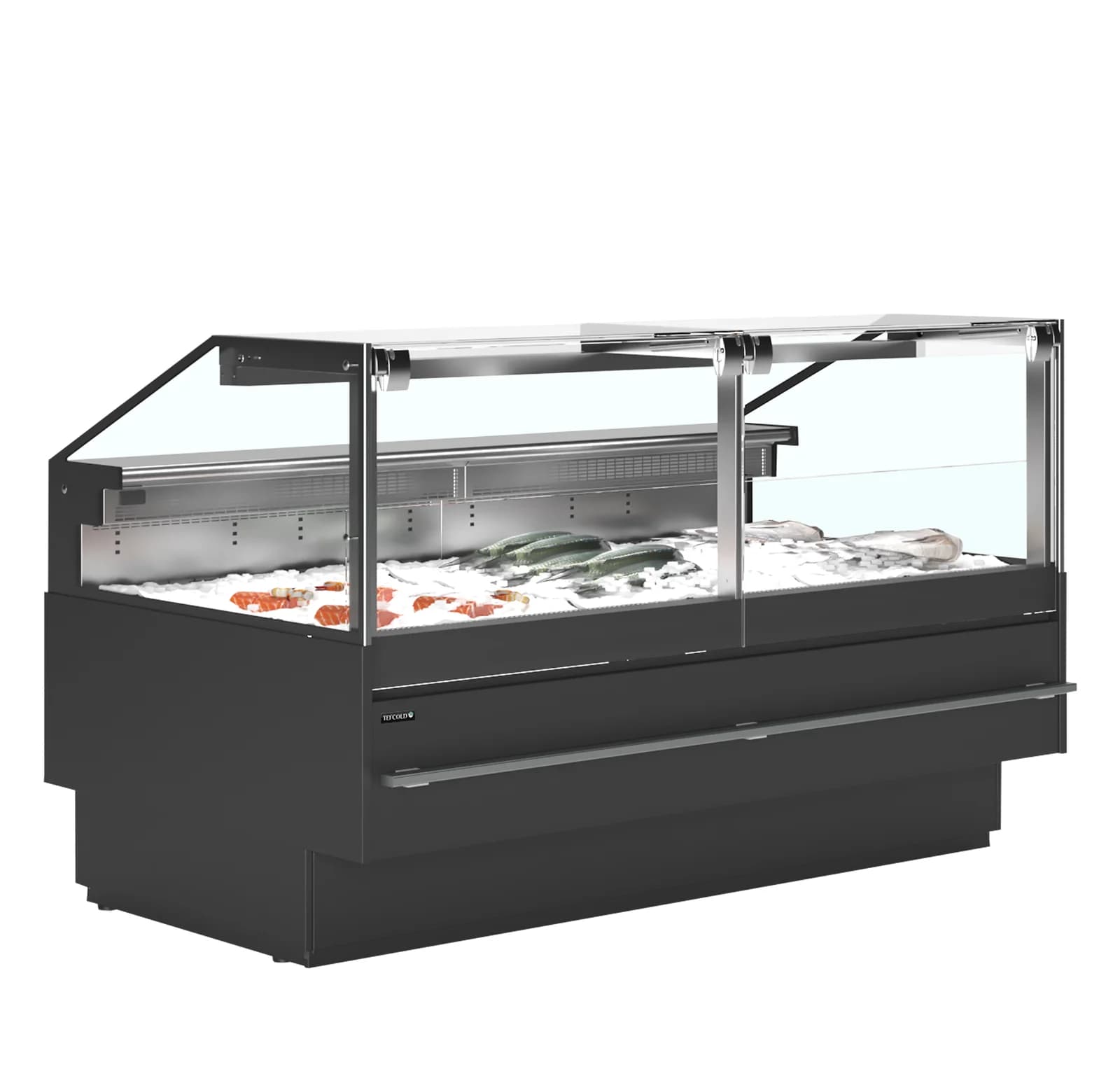 Vitrină frigorifică cu servire asistată pentru pește TEFCOLD SOCA-F18790B, 465 l, neagră