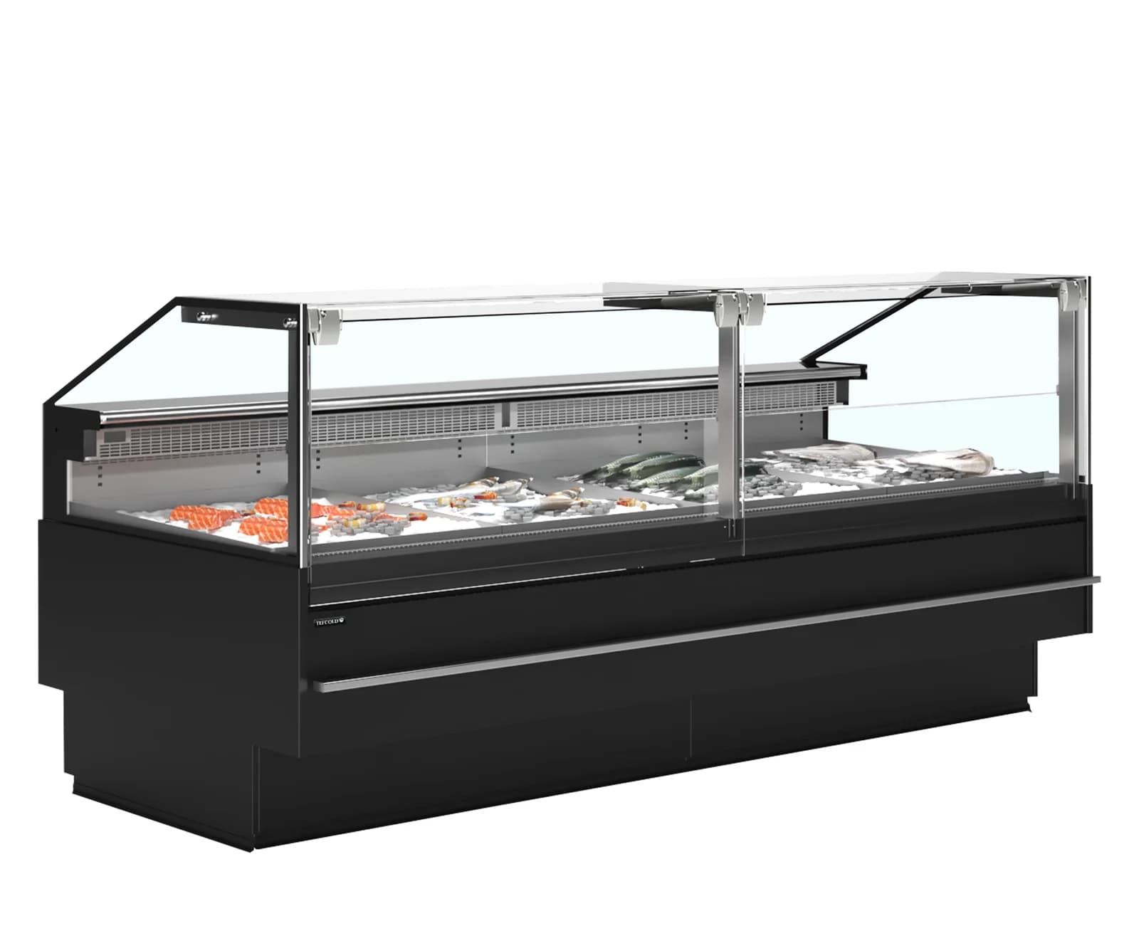 Vitrină frigorifică cu servire asistată TEFCOLD SOCA-F25090B, pește, 2548 mm, neagră