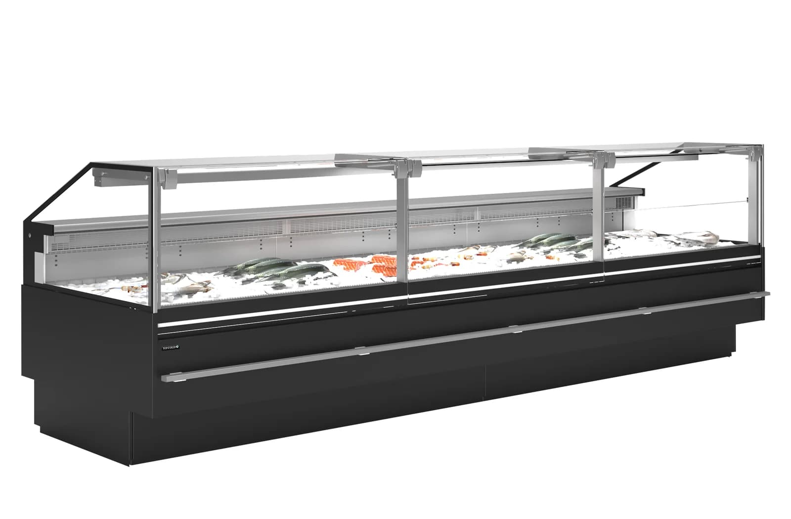Vitrină frigorifică cu servire asistată TEFCOLD SOCA-F37590B, pește, 3798 mm, neagră